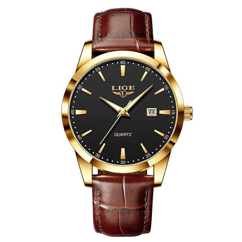 LIGE Man Watch Fashion Leather Strap Mens Watches Military Sport Waterproof Calendar Quartz Wristwatches Male Clock Reloj Hombre - Checkouts USA