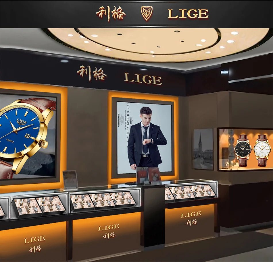 LIGE Man Watch Fashion Leather Strap Mens Watches Military Sport Waterproof Calendar Quartz Wristwatches Male Clock Reloj Hombre - Checkouts USA