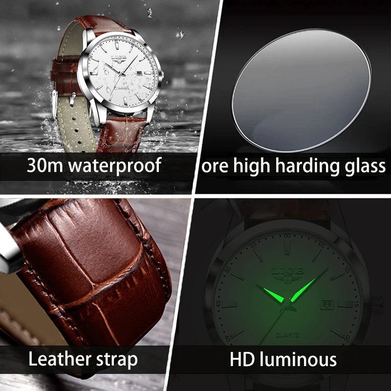LIGE Man Watch Fashion Leather Strap Mens Watches Military Sport Waterproof Calendar Quartz Wristwatches Male Clock Reloj Hombre - Checkouts USA