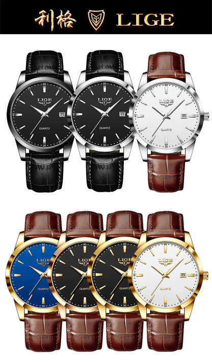 LIGE Man Watch Fashion Leather Strap Mens Watches Military Sport Waterproof Calendar Quartz Wristwatches Male Clock Reloj Hombre - Checkouts USA