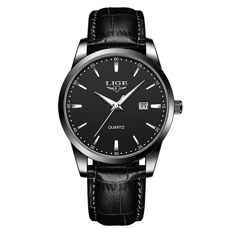 LIGE Man Watch Fashion Leather Strap Mens Watches Military Sport Waterproof Calendar Quartz Wristwatches Male Clock Reloj Hombre - Checkouts USA