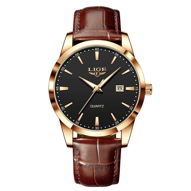 LIGE Man Watch Fashion Leather Strap Mens Watches Military Sport Waterproof Calendar Quartz Wristwatches Male Clock Reloj Hombre - Checkouts USA