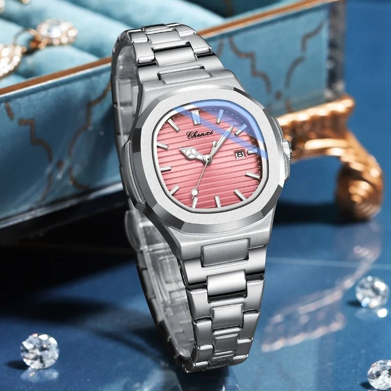 Luxury Fashion Women's Wristwatch Elegant Stainless Steel Quartz Watch For Women Waterproof Watches Clock - Checkouts USA