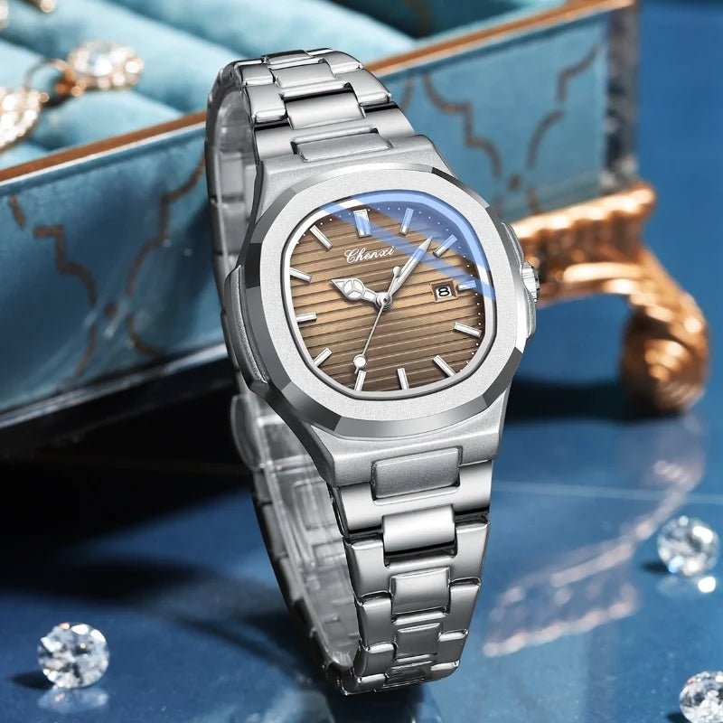 Luxury Fashion Women's Wristwatch Elegant Stainless Steel Quartz Watch For Women Waterproof Watches Clock - Checkouts USA