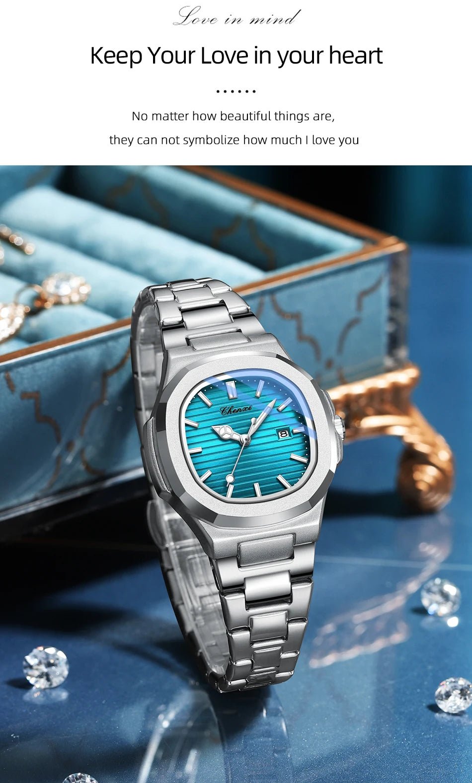 Luxury Fashion Women's Wristwatch Elegant Stainless Steel Quartz Watch For Women Waterproof Watches Clock - Checkouts USA