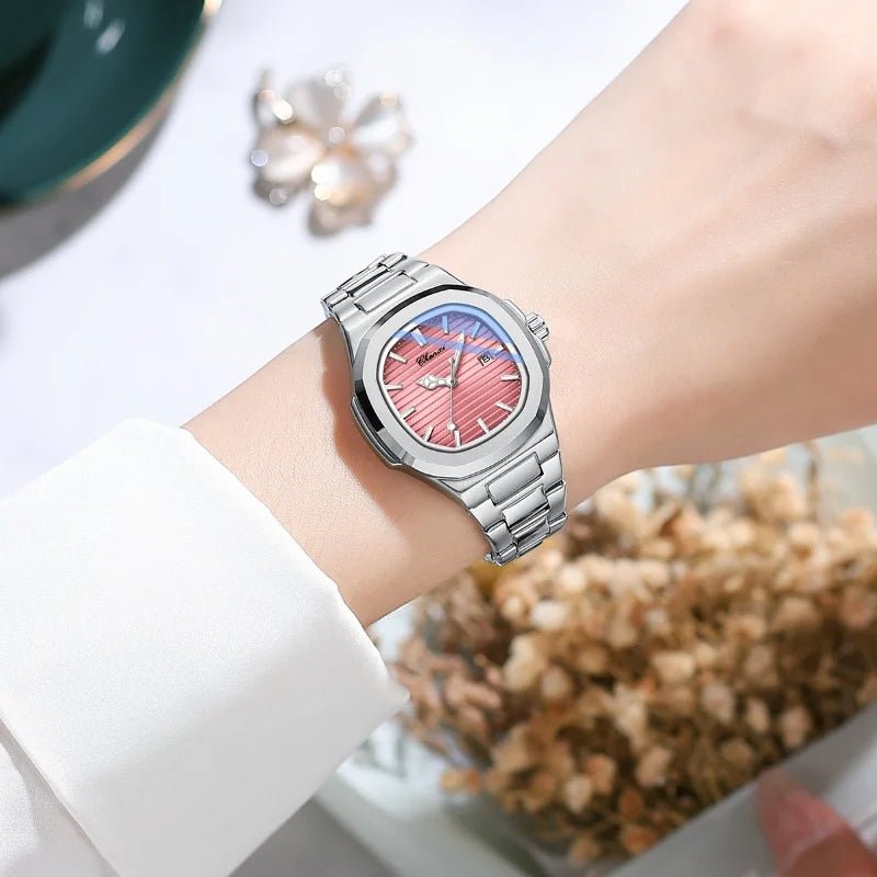 Luxury Fashion Women's Wristwatch Elegant Stainless Steel Quartz Watch For Women Waterproof Watches Clock - Checkouts USA