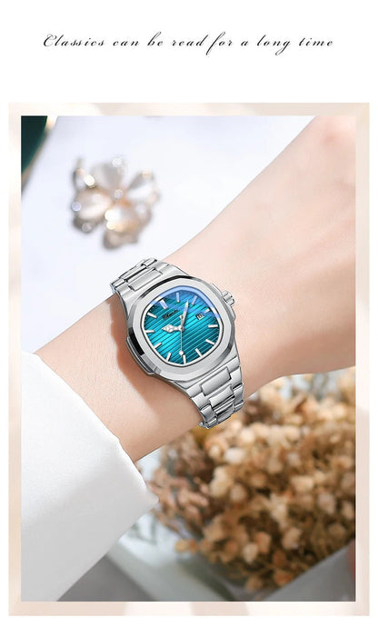 Luxury Fashion Women's Wristwatch Elegant Stainless Steel Quartz Watch For Women Waterproof Watches Clock - Checkouts USA