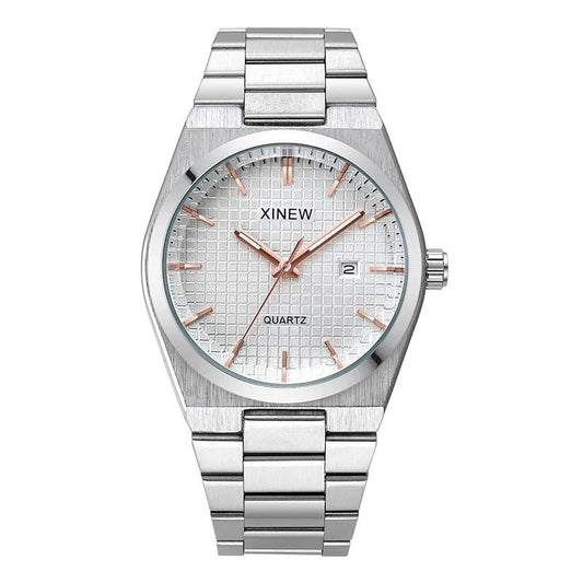 Men Original Famous Brand Watches Fashion Casual Alloy Band Calendar Gifts Quartz Vintage Watch Silver Relogios 2024 - Checkouts USA