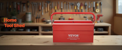 Metal Tool Box 2 - Tier 3 - Tray Portable Folding Tool Chest Organizer with Handle & Lock Toolbox for Factory Repair Shop - Checkouts USA