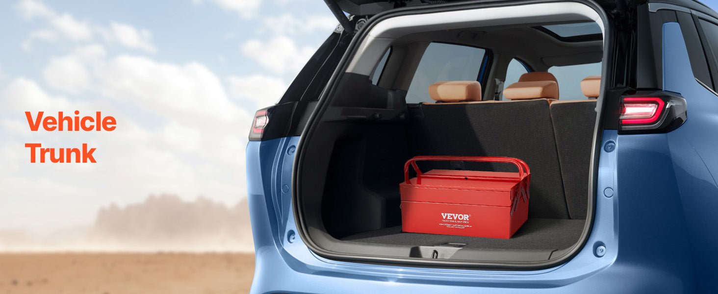 Metal Tool Box 2 - Tier 3 - Tray Portable Folding Tool Chest Organizer with Handle & Lock Toolbox for Factory Repair Shop - Checkouts USA