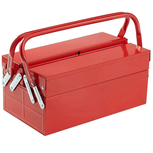 Metal Tool Box 2 - Tier 3 - Tray Portable Folding Tool Chest Organizer with Handle & Lock Toolbox for Factory Repair Shop - Checkouts USA