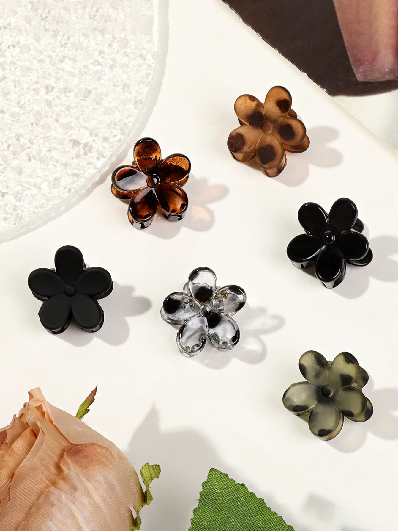 Mini Flower Hair Clips Pack for Women - Creaseless Styling Claw Clips for Bangs and Tiny Hair Styling - Checkouts UK