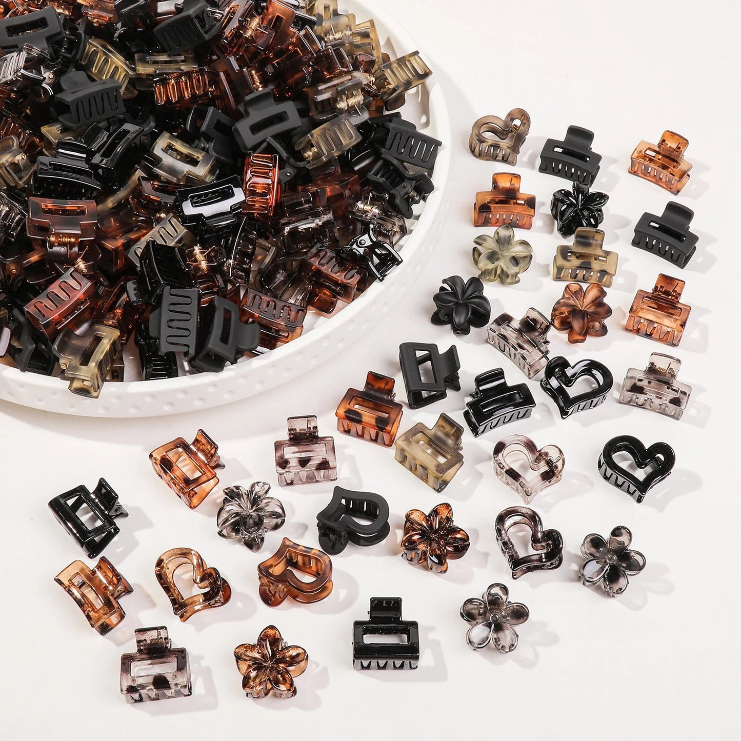 Mini Flower Hair Clips Pack for Women - Creaseless Styling Claw Clips for Bangs and Tiny Hair Styling - Checkouts UK