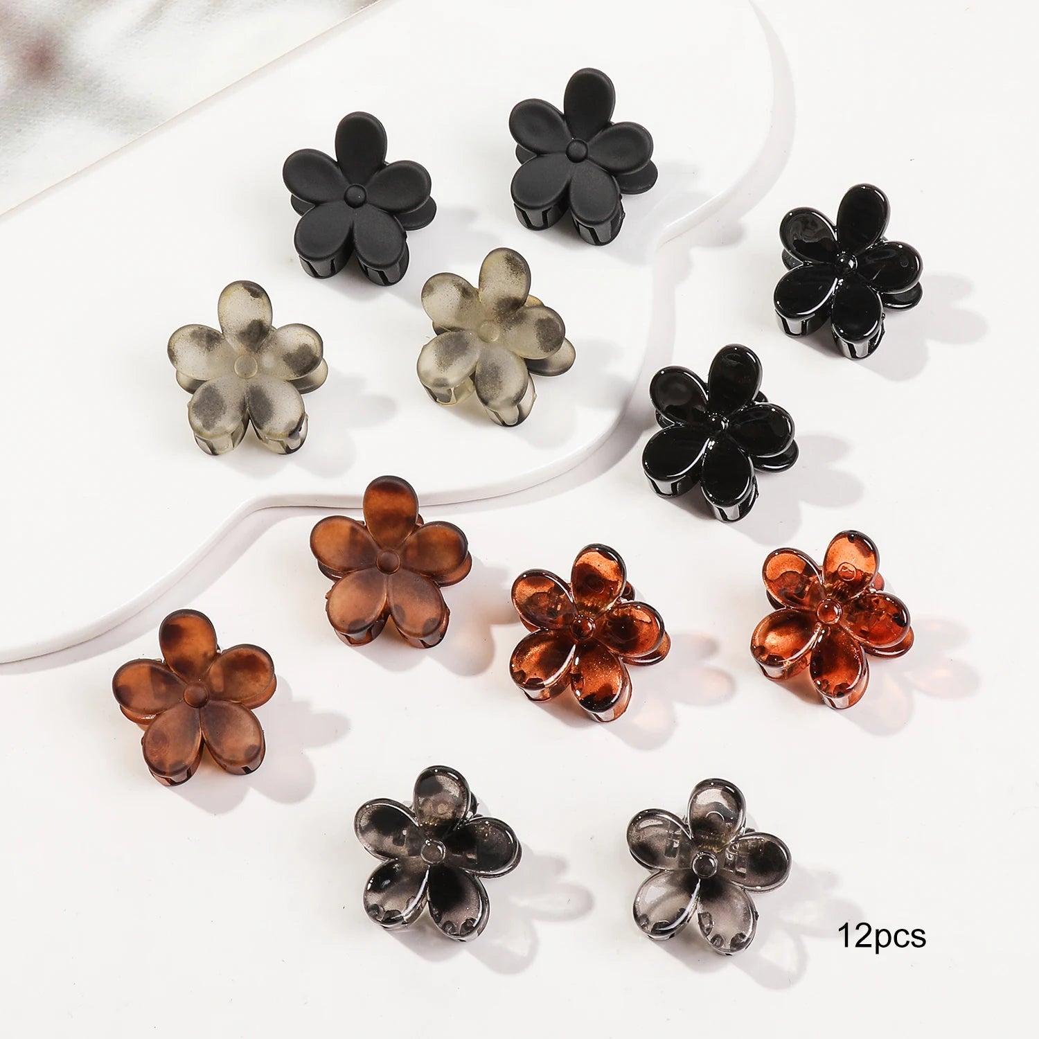 Mini Flower Hair Clips Pack for Women - Creaseless Styling Claw Clips for Bangs and Tiny Hair Styling - Checkouts UK