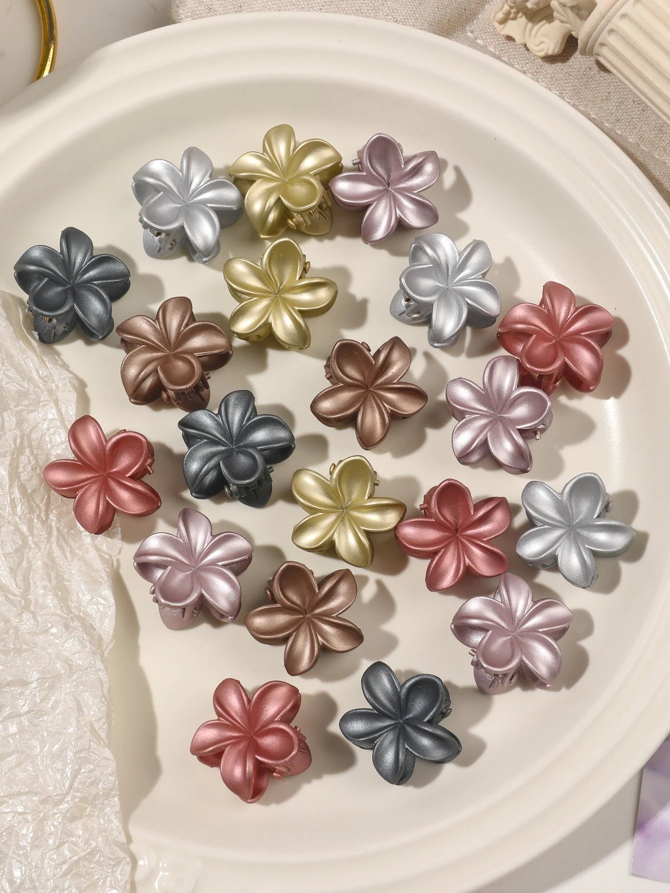 Mini Flower Hair Clips Pack for Women - Creaseless Styling Claw Clips for Bangs and Tiny Hair Styling - Checkouts UK