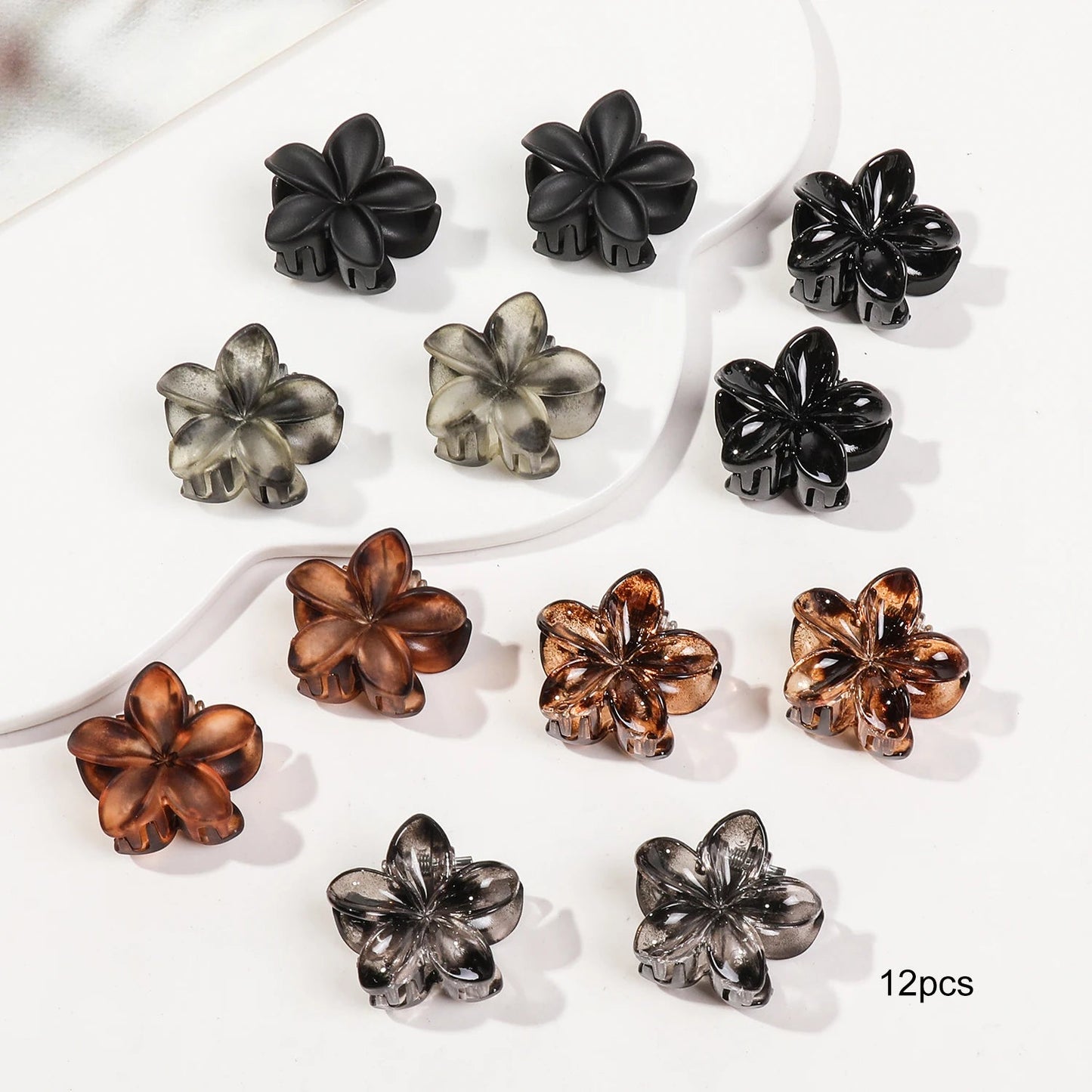 Mini Flower Hair Clips Pack for Women - Creaseless Styling Claw Clips for Bangs and Tiny Hair Styling - Checkouts UK