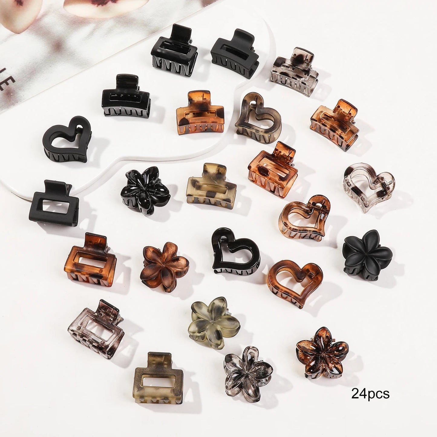 Mini Flower Hair Clips Pack for Women - Creaseless Styling Claw Clips for Bangs and Tiny Hair Styling - Checkouts UK