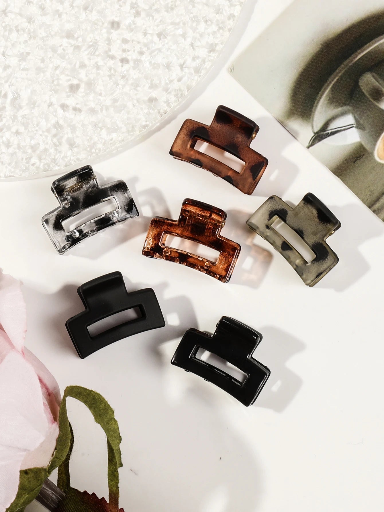 Mini Flower Hair Clips Pack for Women - Creaseless Styling Claw Clips for Bangs and Tiny Hair Styling - Checkouts UK