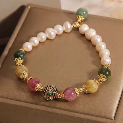 Natural Freshwater Pearl Bracelet Women's Summer Ins Niche Light Luxury High - end Sense Quartz Jade Bracelet for Girlfriends Gift - Checkouts USA