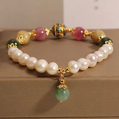 Natural Freshwater Pearl Bracelet Women's Summer Ins Niche Light Luxury High - end Sense Quartz Jade Bracelet for Girlfriends Gift - Checkouts USA