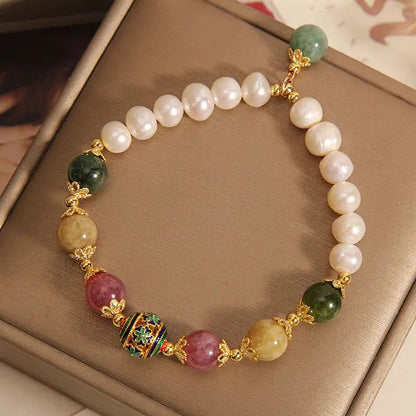 Natural Freshwater Pearl Bracelet Women's Summer Ins Niche Light Luxury High - end Sense Quartz Jade Bracelet for Girlfriends Gift - Checkouts USA