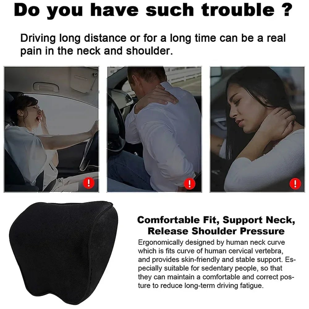 New Headrest Neck Pillow Auto Car Neck Cushion Memory Foam Breathable Head Support Neck Rest Protector Automobiles Interior - Checkouts USA