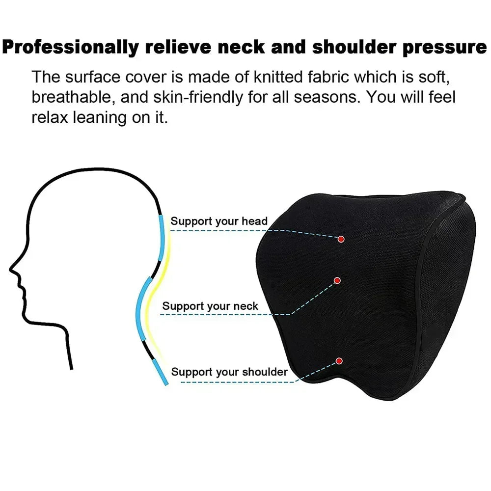 New Headrest Neck Pillow Auto Car Neck Cushion Memory Foam Breathable Head Support Neck Rest Protector Automobiles Interior - Checkouts USA