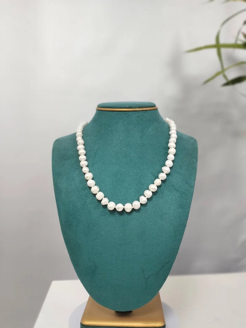 New Hot Real White Freshwater Cultured Pearl Necklaces for Women Girl Gift, 925 Sterling Silver Women's Baroque Pearl Necklace - Checkouts USA