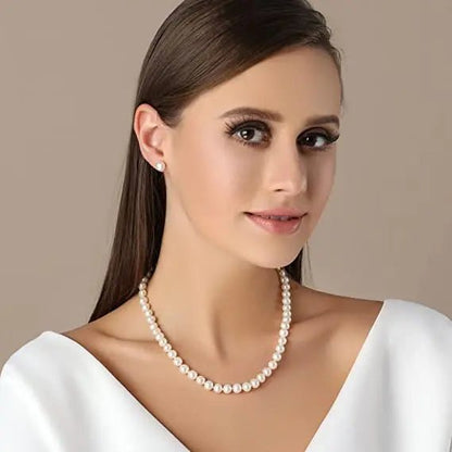 New Hot Real White Freshwater Cultured Pearl Necklaces for Women Girl Gift, 925 Sterling Silver Women's Baroque Pearl Necklace - Checkouts USA