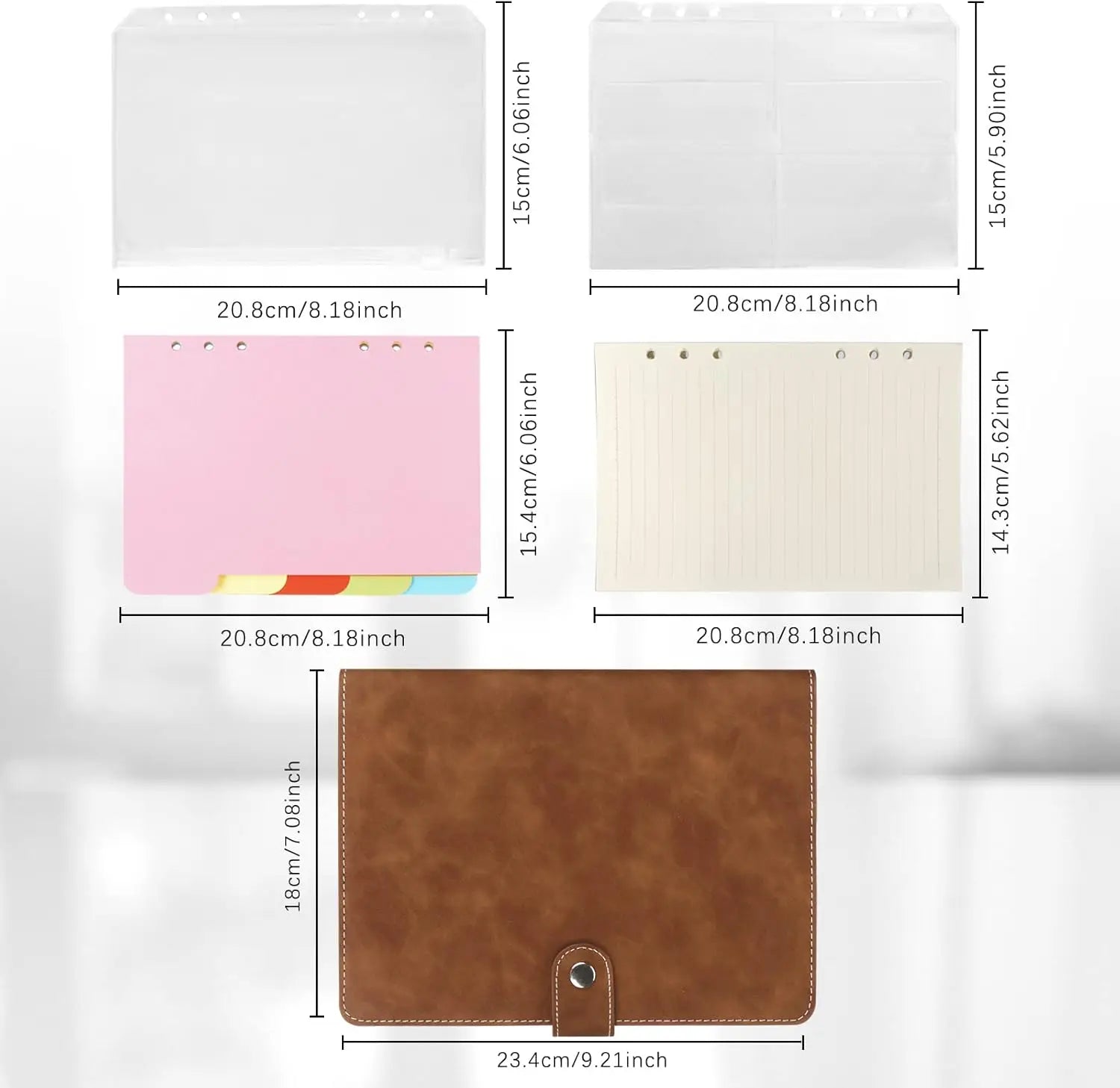 New Leather A5 Binder 6 Ring Binder Notebook - PU Leather Refillable Notebook with Binder Pockets, Dividers, Refill Paper - Checkouts USA