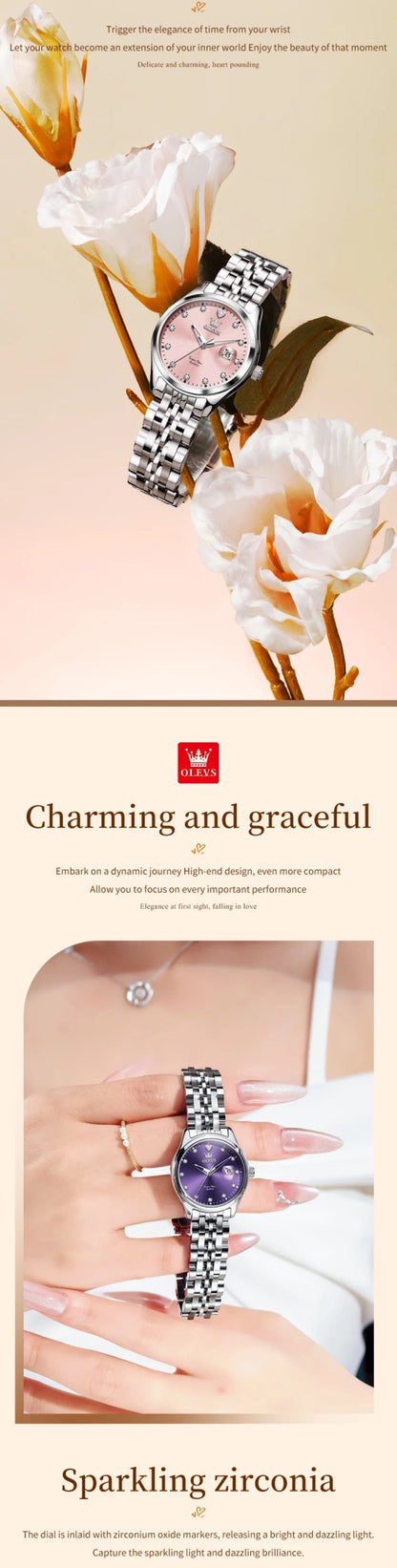 New Woman Watch Solid Steel Strap Waterproof Calendar Ladies Wristwatch Luxury Brand Original Quartz Watch for Women 5649 - Checkouts USA