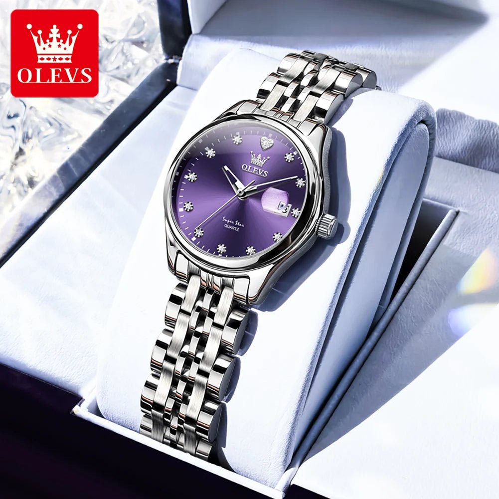 New Woman Watch Solid Steel Strap Waterproof Calendar Ladies Wristwatch Luxury Brand Original Quartz Watch for Women 5649 - Checkouts USA