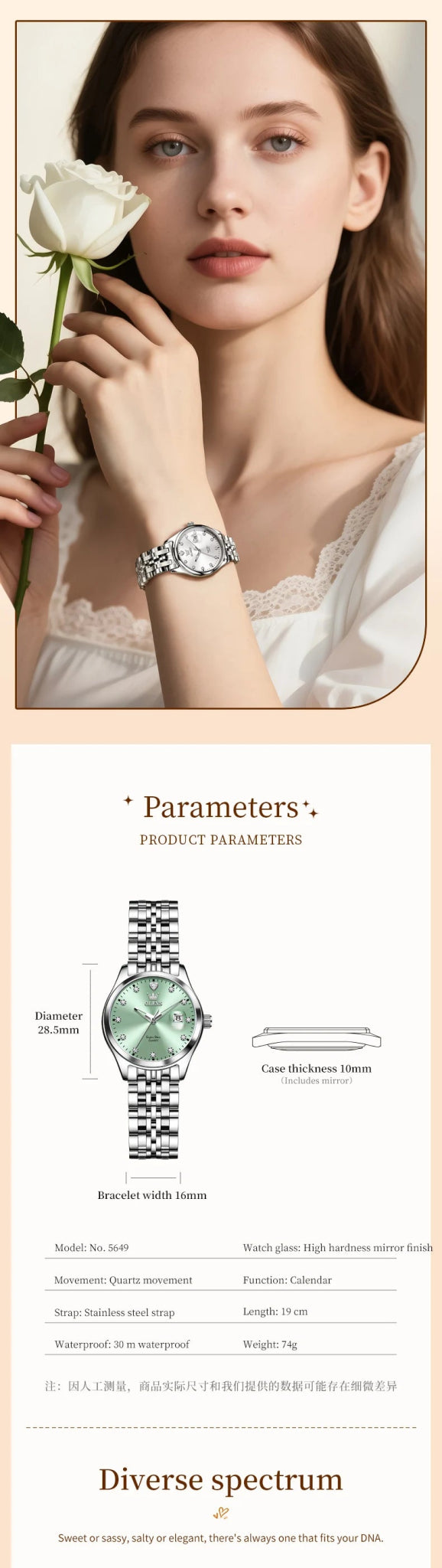 New Woman Watch Solid Steel Strap Waterproof Calendar Ladies Wristwatch Luxury Brand Original Quartz Watch for Women 5649 - Checkouts USA