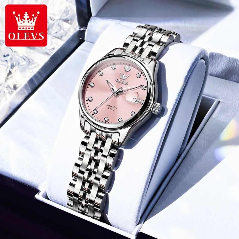 New Woman Watch Solid Steel Strap Waterproof Calendar Ladies Wristwatch Luxury Brand Original Quartz Watch for Women 5649 - Checkouts USA