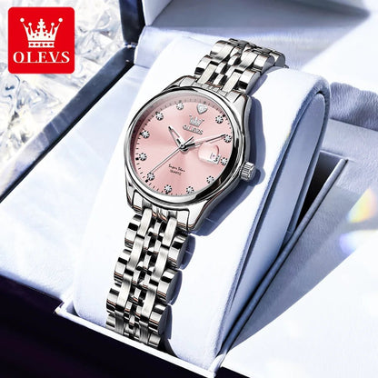 New Woman Watch Solid Steel Strap Waterproof Calendar Ladies Wristwatch Luxury Brand Original Quartz Watch for Women 5649 - Checkouts USA