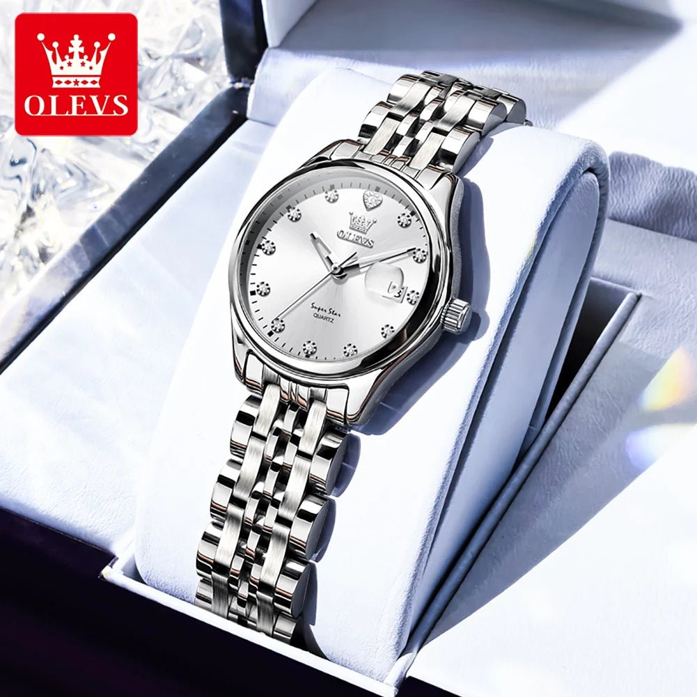 New Woman Watch Solid Steel Strap Waterproof Calendar Ladies Wristwatch Luxury Brand Original Quartz Watch for Women 5649 - Checkouts USA