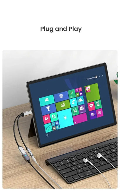 NIERBO 2 in 1 USB C to 3.5mm Headphone and Charger Adapter USB C PD 3.0 Port to Aux Audio Jack Fast Charging Dongle Cable Cord - Checkouts UK