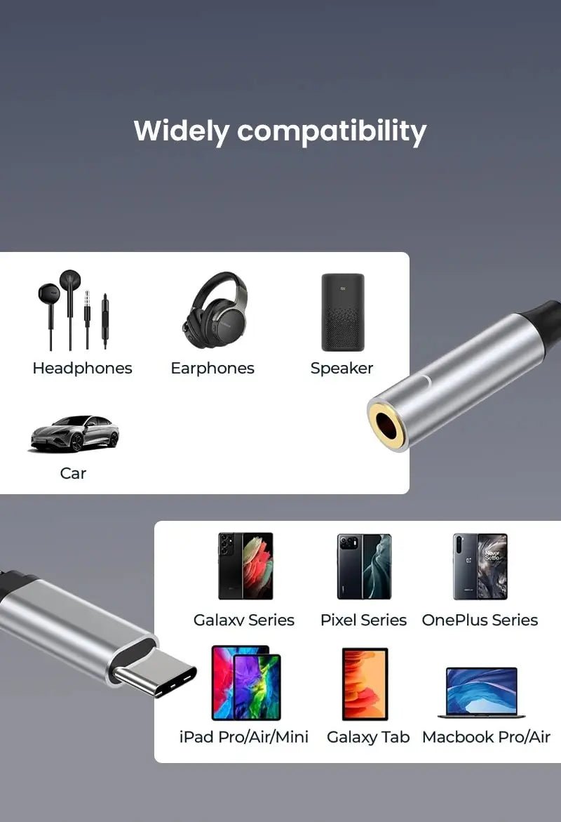 NIERBO 2 in 1 USB C to 3.5mm Headphone and Charger Adapter USB C PD 3.0 Port to Aux Audio Jack Fast Charging Dongle Cable Cord - Checkouts UK