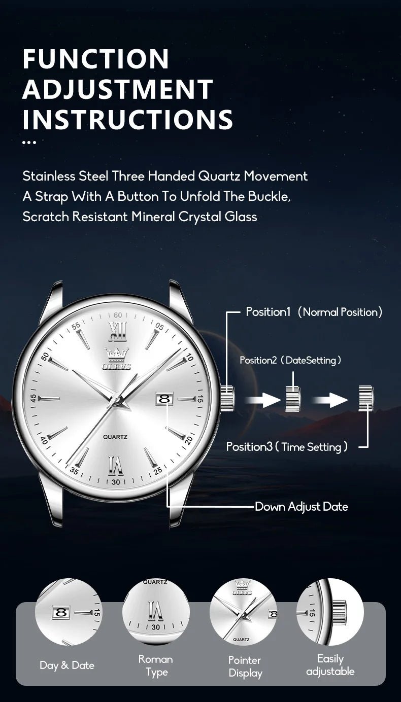 OLEVS High Quality Luxury Quartz Men Watch Original Leather Strap Waterproof Fashion Watches for Men Classic Men's Wrist Watches - Checkouts USA