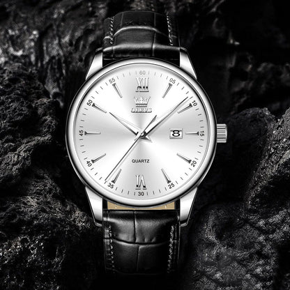 OLEVS High Quality Luxury Quartz Men Watch Original Leather Strap Waterproof Fashion Watches for Men Classic Men's Wrist Watches - Checkouts USA