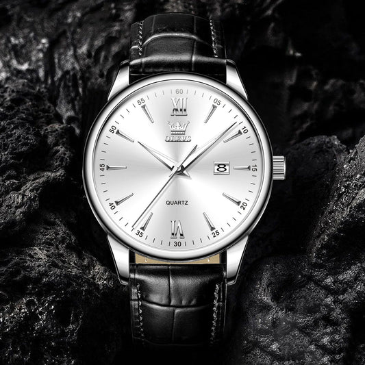 OLEVS High Quality Luxury Quartz Men Watch Original Leather Strap Waterproof Fashion Watches for Men Classic Men's Wrist Watches - Checkouts USA