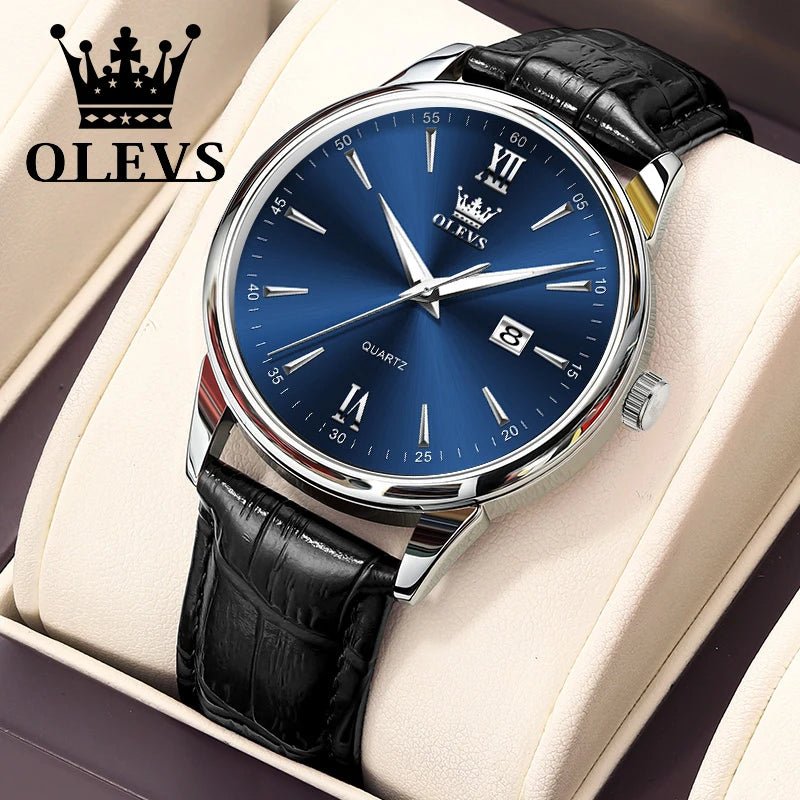 OLEVS High Quality Luxury Quartz Men Watch Original Leather Strap Waterproof Fashion Watches for Men Classic Men's Wrist Watches - Checkouts USA