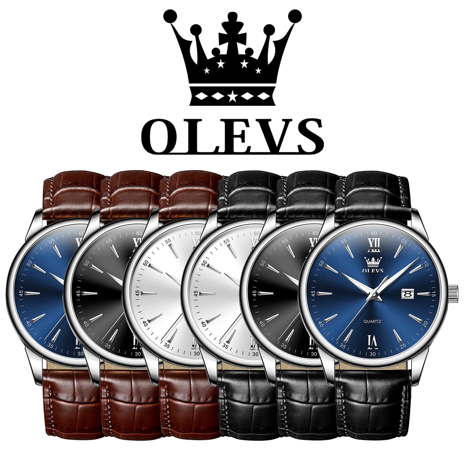 OLEVS High Quality Luxury Quartz Men Watch Original Leather Strap Waterproof Fashion Watches for Men Classic Men's Wrist Watches - Checkouts USA