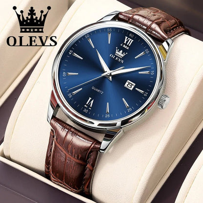 OLEVS High Quality Luxury Quartz Men Watch Original Leather Strap Waterproof Fashion Watches for Men Classic Men's Wrist Watches - Checkouts USA