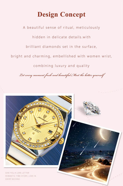 Original Luxury Ladies Watch Luminous Waterproof Stainless Steel Date Women's Watches Fashion Quartz Woman Watch Reloj - Checkouts USA