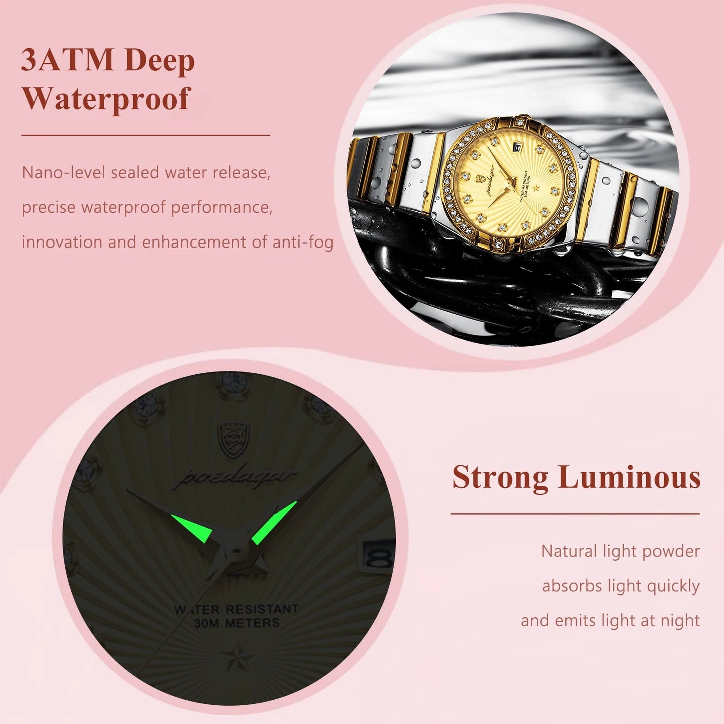 Original Luxury Ladies Watch Luminous Waterproof Stainless Steel Date Women's Watches Fashion Quartz Woman Watch Reloj - Checkouts USA
