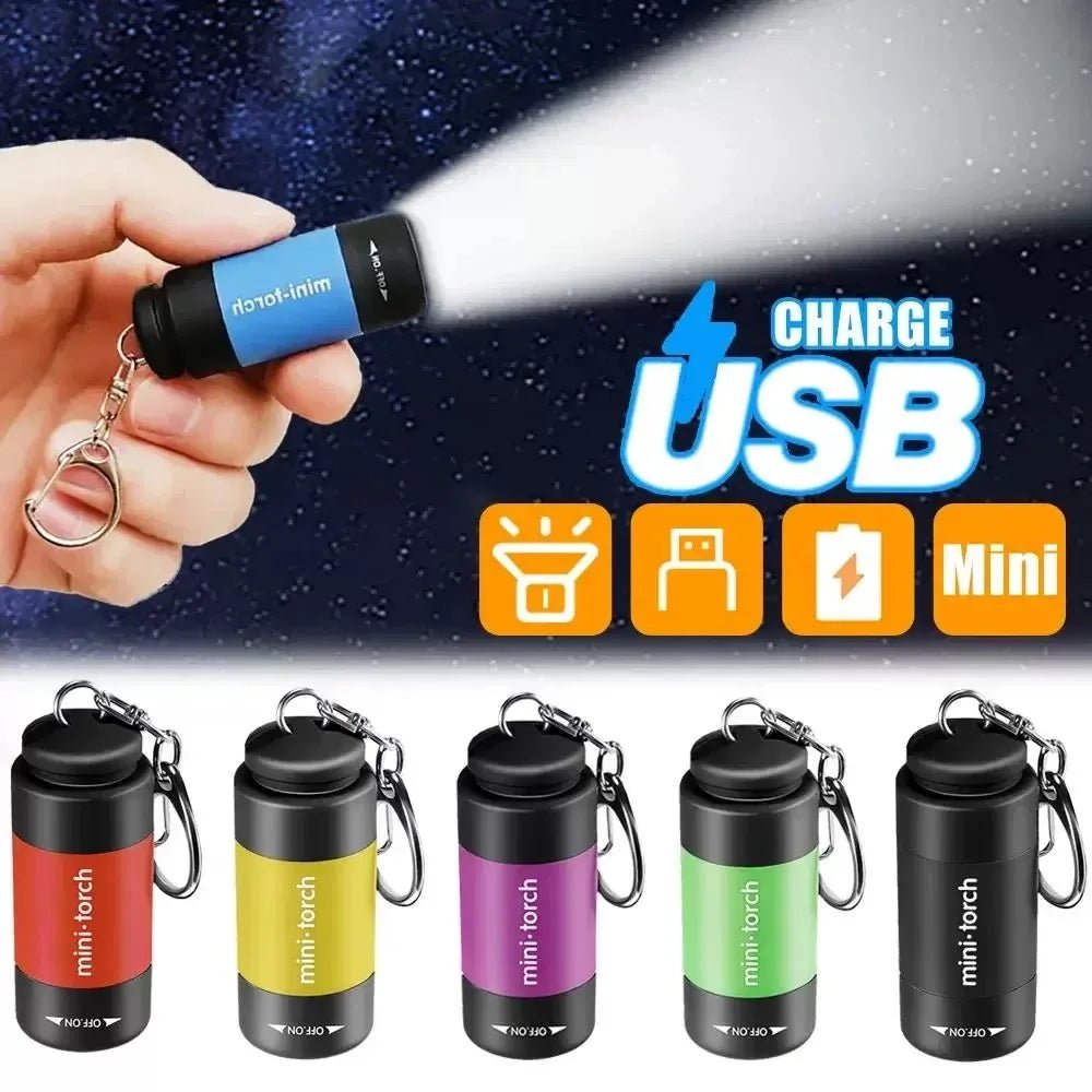 Outdoor Keychain Flashlight Rechargeable LED Mini Pocket Flashlight For Camping Hiking Emergencies - Checkouts UK