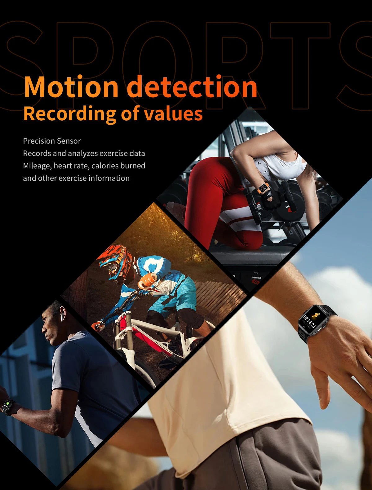 Outdoor Sports Smart Watch For Android IOS Men Watches Waterproof Fitness Track Health Monitor Smartwatch With LED Lighting - Checkouts USA