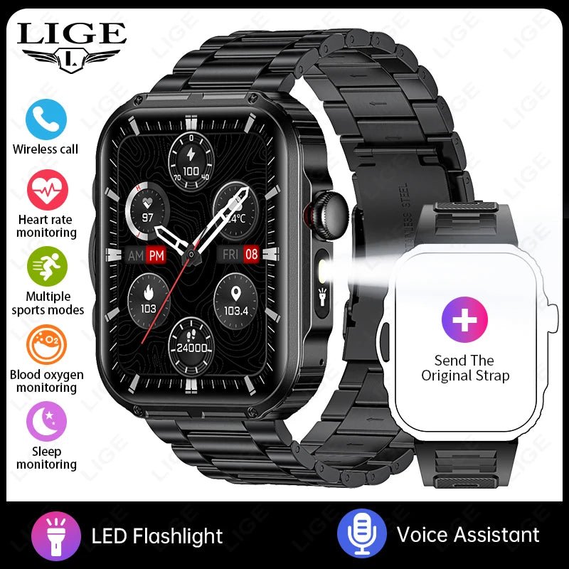 Outdoor Sports Smart Watch For Android IOS Men Watches Waterproof Fitness Track Health Monitor Smartwatch With LED Lighting - Checkouts USA