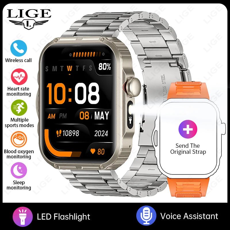 Outdoor Sports Smart Watch For Android IOS Men Watches Waterproof Fitness Track Health Monitor Smartwatch With LED Lighting - Checkouts USA